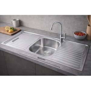 116 SINK DOUBLE+2 SIDE TABLE 1500*500 SS